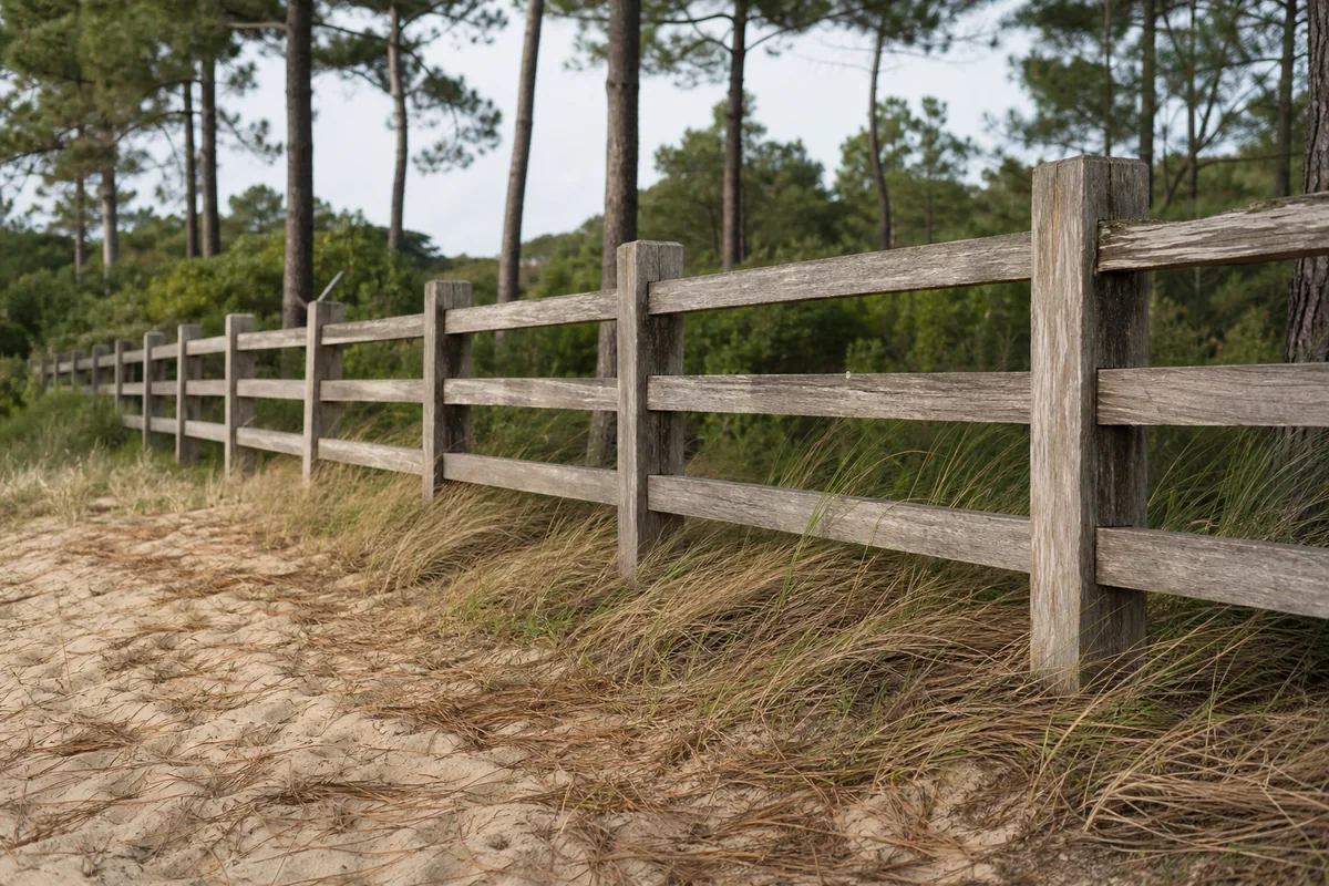 Clôture landaise en bois : modèles, pose sur sable et prix