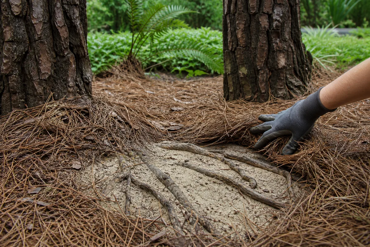 Jardin de dune boisée sous couvert de pins maritimes à Seignosse dans les Landes