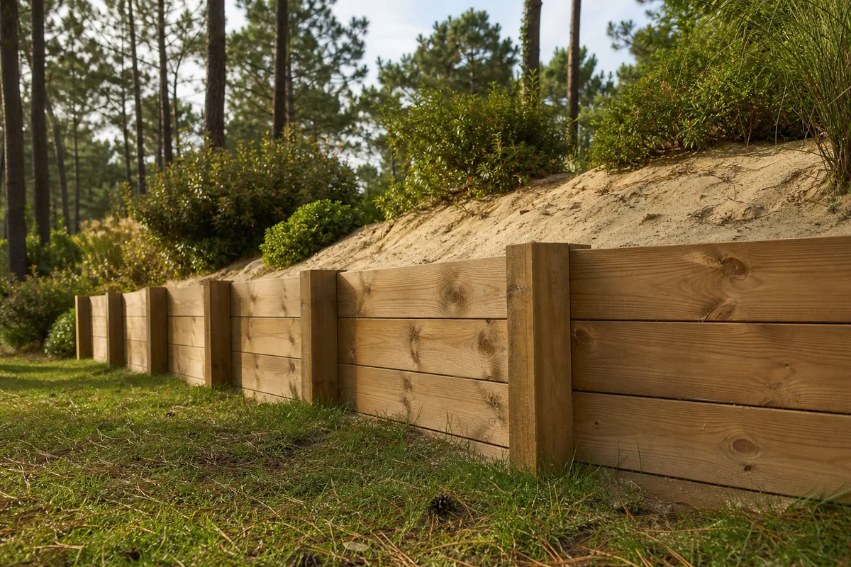Mur de soutènement bois : la berlinoise dans les Landes